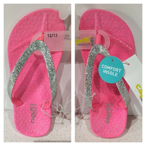 NWT Capelli Kids Shimmer Flip Flops - Size 12 / 13 - Picture 2 of 3